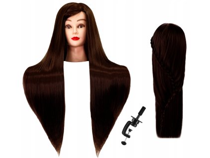 Kadeřnická hlava dámská 90 cm hnědá