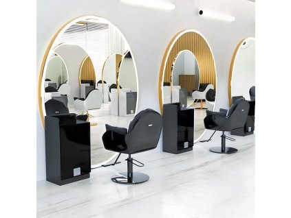 Kadeřnické zrcadlo s LED osvětlením hliníkový černý rám 200x120 PRO ZLATO-ČERNÁ