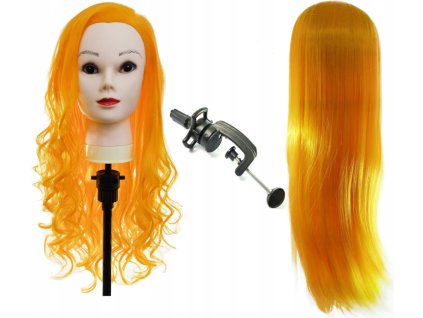 Neoni cvičná kadeřnická hlava 70 cm blond termo vlasy í + držák