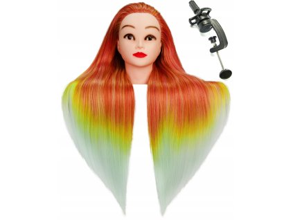 Cvičná kadeřnická hlava Iza 70 cm MIX-TH-A4 termální vlasy + rukojeť