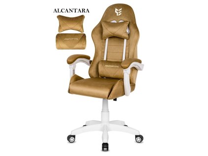 Fotel obrotowy gamingowy ENZO L BEIGE ALCANTARA ICE [28181] 1200