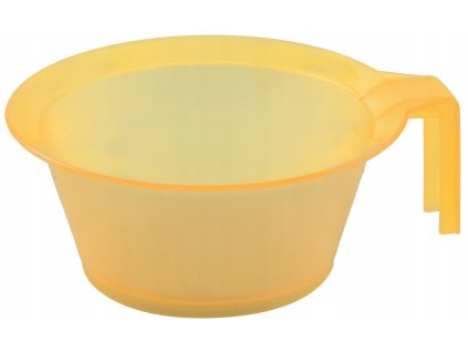 Kadeřnická miska s rukojetí na míchání barviv s odměrkou žlutá