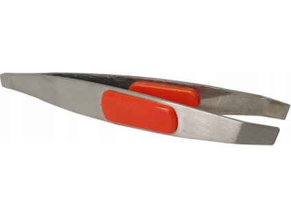 Precizní zahnutá pinzeta na tvarování obočí R-36 oranžová