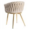 Krzeslo Fotel do salonu IMPERIA Welurowy Plecione GLAMOUR bezowo zloty Marka inna