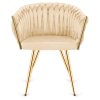 Krzeslo plecione Lugano fotel TRECCIA CREAM VELVET GOLD [23058] 1200