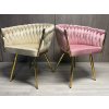 Krzeslo plecione Lugano fotel TRECCIA PINK VELVET GOLD [24845] 1200