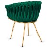 Krzeslo plecione Lugano fotel TRECCIA GREEN VELVET GOLD [21409] 1200