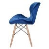 Kosmetická židle elegance sametová modrá - dřevěné nohy
