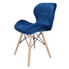 Kosmetická židle elegance sametová modrá - dřevěné nohy