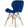 Kosmetická židle elegance sametová modrá - dřevěné nohy