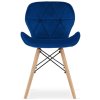Kosmetická židle elegance sametová modrá - dřevěné nohy