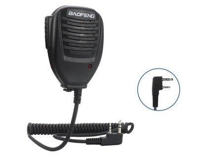Externí mikrofon / reproduktor pro radiostanice Baofeng, kenwood 2-pin - Černá