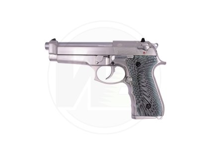 WE GBB plynová pistole M92 Eagle Full-Auto (MO17) - Stříbrná