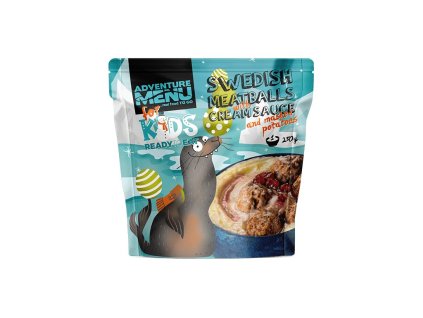 KIDS Švédské masové kuličky s krémovou omáčkou a bramborovou kaší