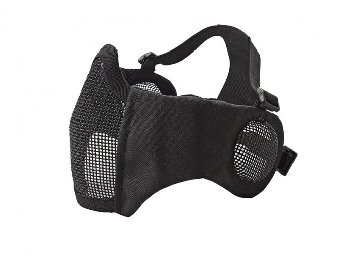 STRIKE Síťovaná ochranná maska s chráničem tváří a uší, černá