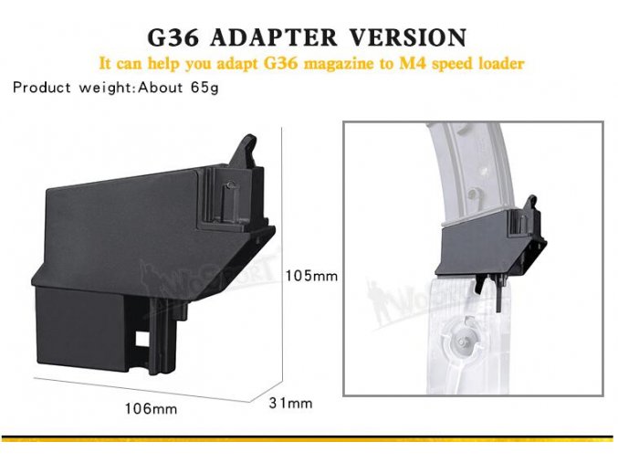 Adaptér pro rychloládovačku Lever na zásobníky G36 - černý