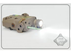 AN/PEQ15 Upgrade Version V2 - bílá LED svítilna plus zelený laser s IR krytkami plus IR přísvit, pískový