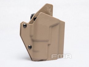 Opaskové plastové pouzdro - holster pro Glock se svítilnou, krátké, pískové