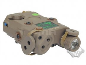 AN/PEQ15 Upgrade Version - bílá LED svítilna plus zelený laser s IR krytkami plus IR přísvit, pískový