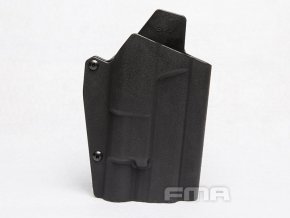 Opaskové plastové pouzdro - holster pro Glock se svítilnou, dlouhé, černé