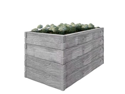 vysoky betonovy zahon sedy imitace dreva 200x100x100