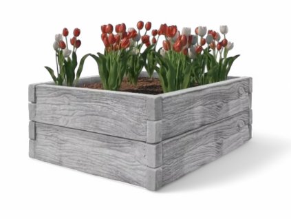 vyvyseny betonovy zahon imitace dreva 50cm sedy 1x1m male