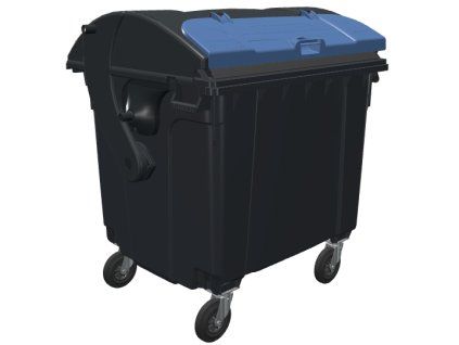 kontejner cerny modre víko na papir