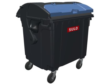 kontejner cerny modre víko na papir