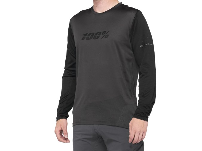 100% Ridecamp Long Sleeve Jersey Black/Charcoal