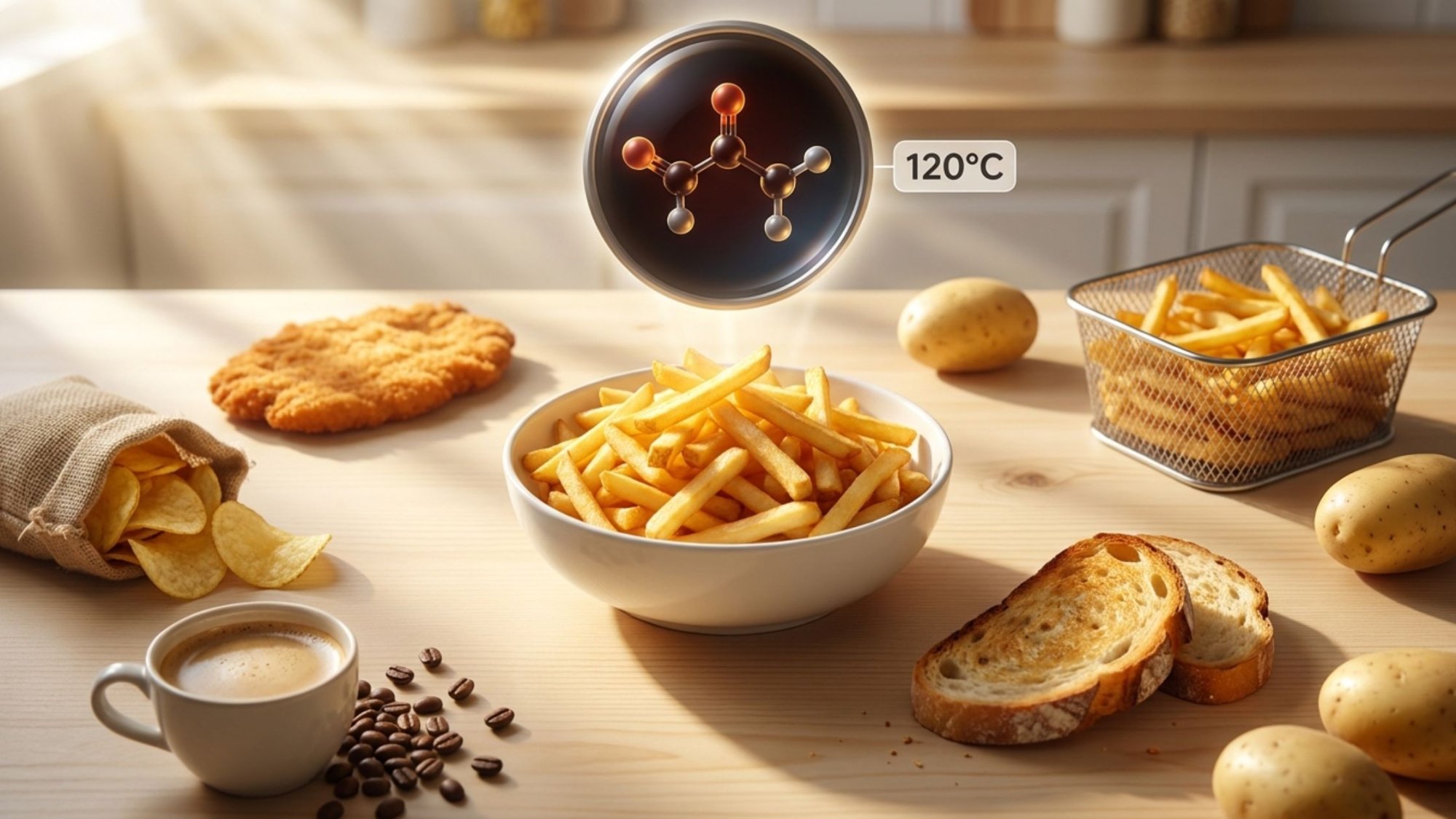 Akrylamid ve smaženém: Horkovzdušná fritéza vs. klasické smažení, největší překvapivý zdroj ve stravě kromě hranolek, test bramborových chipsů, domácí vs. hranolky z restaurace a co se stane, když jíte smažené denně