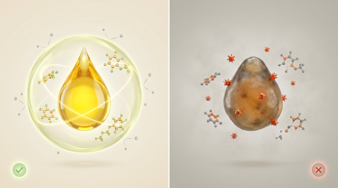 Olej chránený vitamínom E vs. oxidovaný olej