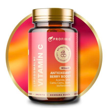 PREMIUM Liposomální Vitamín C 832 mg ANTIOXIDANT BERRY BOOST (+ Acerola, Camu Camu, amla, šípek, bioflavonoidy), Vysoce vstřebatelný, 60 kapslí 1