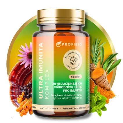 Betaglukan PREMIUM ULTRA IMUNITA KOMPLEX (+ Reishi, kurkuma, vitální houby, bylinné extrakty, Glutathion, NAC), 20 nejúčinnějších přírodních látek pro imunitu, 60 kapslí 5