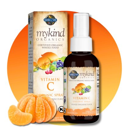 Mykind Organics Vitamín C ve spreji s příchutí pomeranče a mandarinky, 58 ml