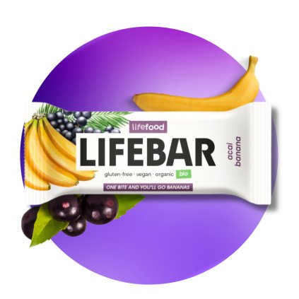 Tyčinka Lifebar banánová s acai RAW 40 g BIO