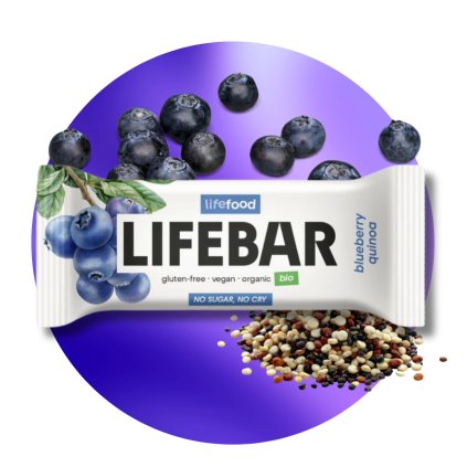 Tyčinka Lifebar borůvková s quinoou RAW 40 g BIO
