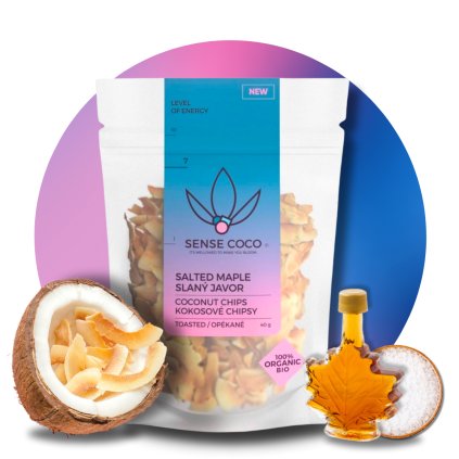BIO kokosové chipsy slaný javor, 40 g