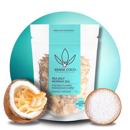 BIO kokosové chipsy s mořskou solí, 40 g