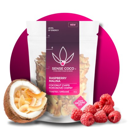 BIO kokosové chipsy malina, 40 g