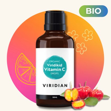 Viridikid Vitamin C drops Organic (BIO Vitamín C pro děti kapky), 50 ml