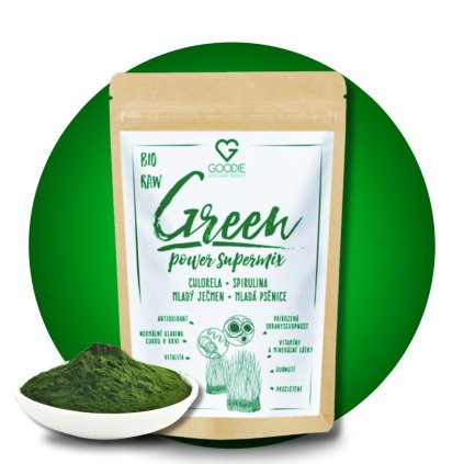 Super Greens, Green Power Supermix BIO (Chlorella, Spirulina, Mladý ječmen, Mladá pšenice) 150 g