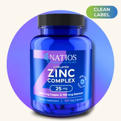Zinc Chelated Complex, Zinek, selen a měď, 25 mg, 100 kapslí