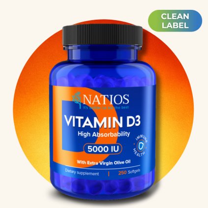 Vitamin D3, Vysoce vstřebatelný, 5000 IU, (s olivovým olejem), 250 softgel kapslí
