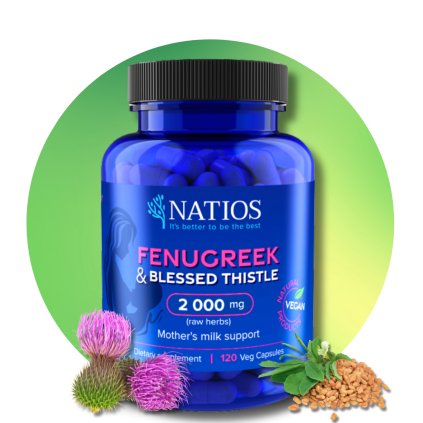 Fenugreek & Blessed Thistle Extract, Pískavice & Benedikt (pro kojící), 2000 mg, 120 kapslí