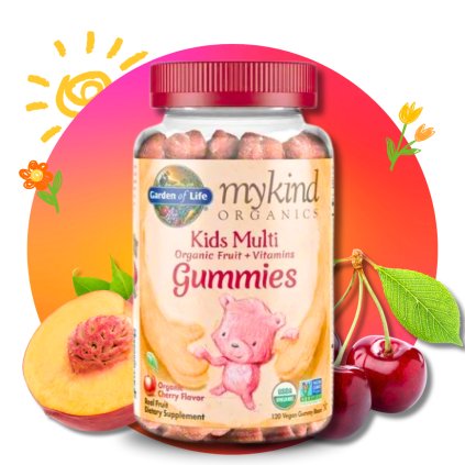 Mykind, Multivitamín pro děti, třešeň, 120 gumových bonbónů