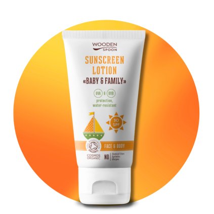 Opalovací tělové mléko v tubě Baby & Family SPF 30 Wooden Spoon, 100ml