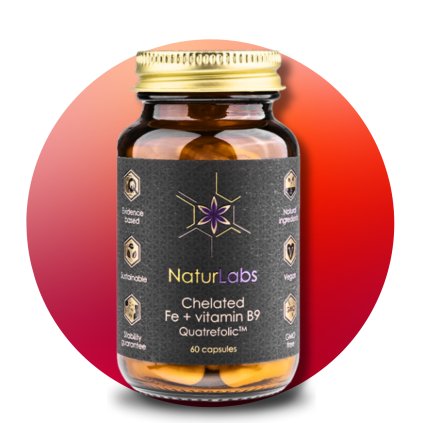 Železo chelátové (bisglycinát) + vitamín B9, 60 kapslí