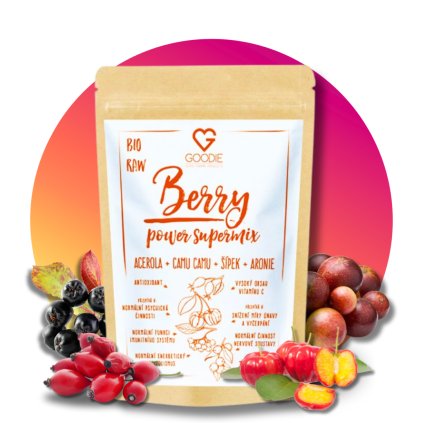 Berry Power Supermix, Camu camu, Aronie, Acerola, Šípek, BIO 150 g