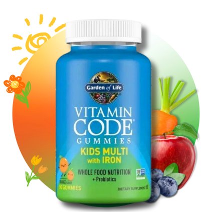 Multivitamín pro děti s železem (Vitamin Code Kids Multi Plus Iron), 90 gumídků