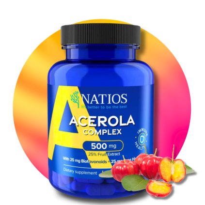 Acerola Complex, Růže šípková, Citrusové bioflavonoidy (přírodní vitamín C), 500 mg, 90 kapslí